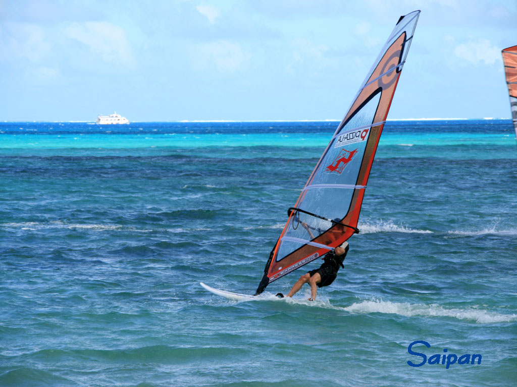 サイパン マイクロビーチのウィンドサーフィン風景の壁紙写真 画像 集